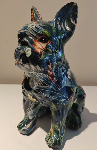 Tropical french bulldog statue - french,
