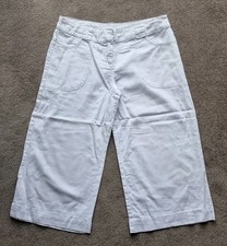 Women's White Linen & Cotton Mix Cropped Trousers From Primark