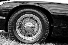 E-Type Jaguar classic vintage motor car front side view photograph