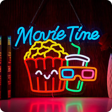 Movie Time Neon Sign Popcorn