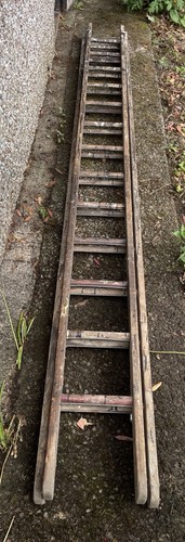 Vintage double wooden ladders - vintage,