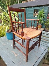 Antique Sussex Chair. 19th Century With Rush Seat