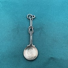 SOLID SILVER COIN Three pence coin spoon victorian 1891