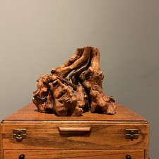 Antique Solid Wood Display Stand – Natural Root Sculpture Base – Rustic Decor