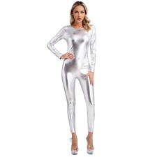 Women One Piece Metallic Shiny