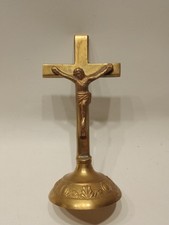 Vintage Brass Freestanding Altar Cross 6 Inches 