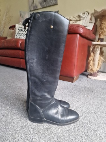 Black leather riding boots - leather,
