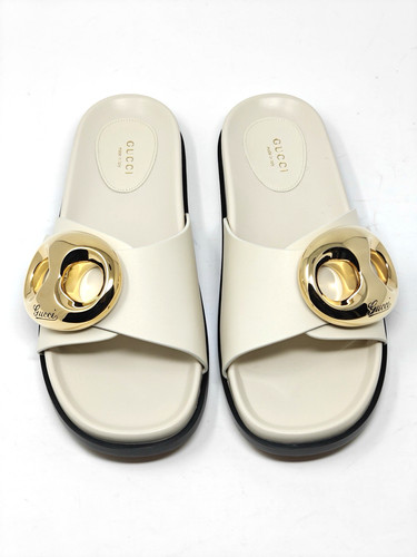 Gucci leather slides white - slides,