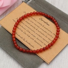 Handmade 4mm Crystal Healing Chakra Gemstone Bead Bracelet & Velvet Pouch.