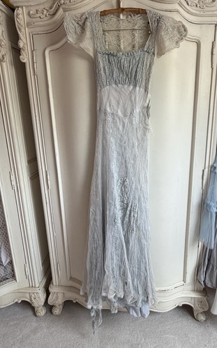 Antique lace blue dress - lace,