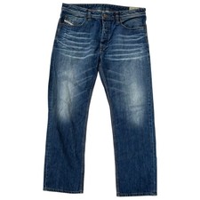 Diesel Larkee Relaxed Jeans Mens W37 L31 Blue Regular Fit Comfort Denim Button