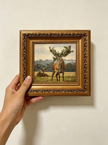 Two red stags - two, leafy