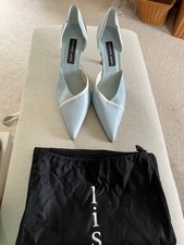 Lisa Kay Pale Blue And White High Heel Shoes & Dust Bag EU40 UK 6.5
