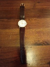 Geneva Quartz 9 Carat Solid Gold Case Gents Watch