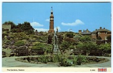 1980s Dennis Union Jack Postcard Jubilee Gardens & Clock Tower Seaton Unposted