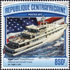 Donald TRUMP PRINCESS (Kingdom 5KR) Superyacht Boat Stamp (2017 Central Africa)
