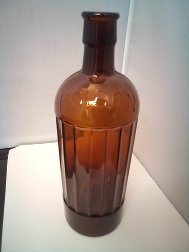 Vintage brown glass - glass, ribbed