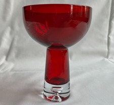 Hand Blown Hollow Wide Stem Red Cocktail Glass Bubble Base
