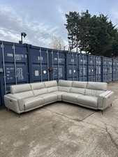 Lovely Designer Grey Italian Leather Recliner Corner Sofa*Can Deliver*