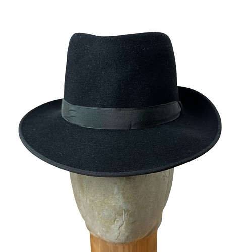 Vintage fedora hat black 55 - vintage, eu