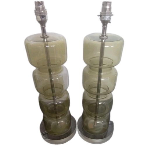 Pair vintage yellow glass - of,