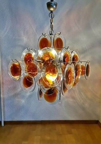 Vintage murano disc chandelier - murano,
