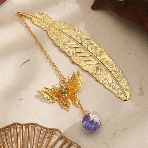Bookmark feather metal - feather, 3d