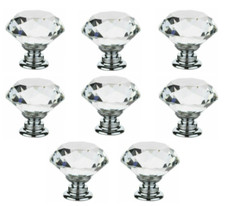 Large Crystal Diamond Glass Door Knobs Cupboard Drawer Furniture Handle Cabinet