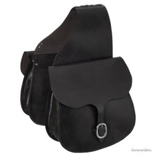 Western Saddle Bags - Black Leather - 12" x 12" x 4.5" Pockets.
