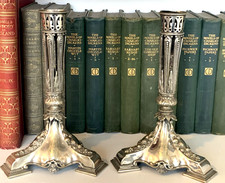 1863 Neoclassical Mappin Silver Plate Candlesticks 23cm