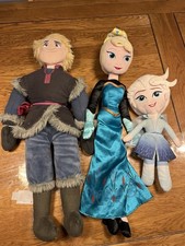 Disney Frozen Soft Toy Plush Bundle x3, Kristoff & x2 Elsa Dolls
