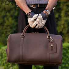 Leather Holdall Luggage Weekend Duffle Cabin Travel Case Shoulder Bag Gym UK