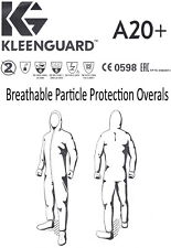 2x KLEENGUARD A20 Hooded OVERALL Breathable Particle Protection Coverall XL