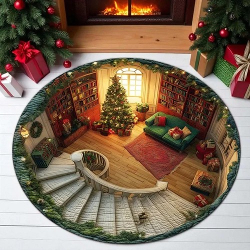 Round christmas rugs large - round,