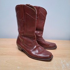 Men's Western Cowboy Boots Brown Leather Handmade Vintage Size 9