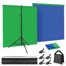 Green Blue Backdrop with Stand, Foccalli 2-in-1 6.5x5ft Blue Green Screen Backgr