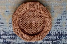 Vintage Hexagonal  Wicker  Tray.