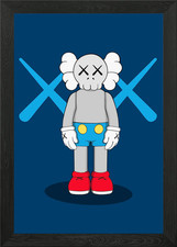 Blue background kaws Framed