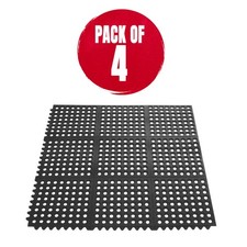 Floor Rubber Mats Heavy Duty No Slip Kitchen Bar Flooring 914x914mm Pack of 4