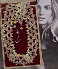 VINTAGE NECKLACE 1950S AURORA GLASS ICEBERG COSTUME JEWELLERY 