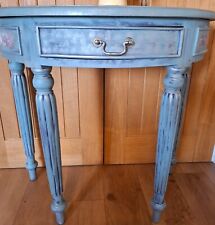 Beautiful Up-Cycled Half Moon Table with Decoupaged Top - Recycled Vintage