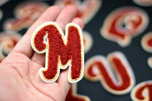 Red gold chenille letter - chenille,