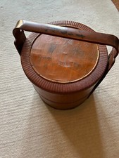 Antique Chinese Two-Tier Food Carrier Hand Woven from Bamboo and Reeds