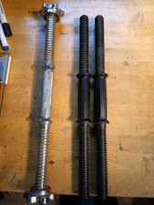 A PAIR OF EXTRA-LONG, BARE, DUMBBELL BARS, 'ONE-INCH'