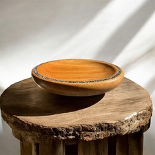 Oak Bowl, Platter With Mussel Shell Inlay