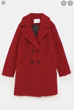zara teddy coat -red-  new