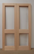French Door Pair External Timber Wooden Hemlock 2XGG Rebated Unglazed