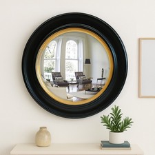 Mirror Round Wall Antique Vintage Black Gold Frame Convex Retro Mirror 66 x 66cm