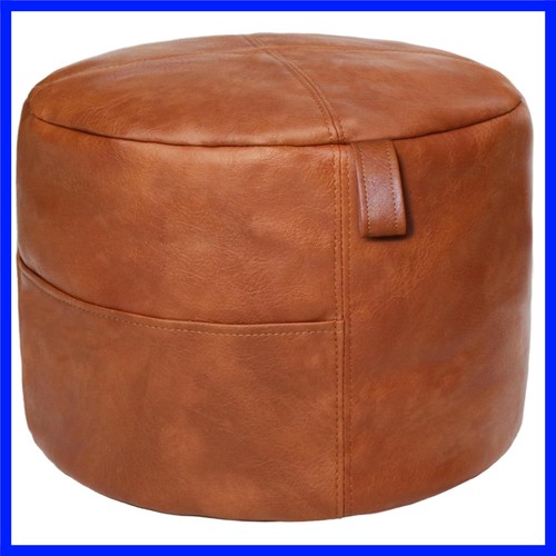 Unstuffed faux leather pouf - unstuffed,