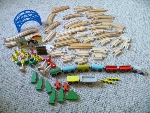 Wooden train set - wooden, bridge